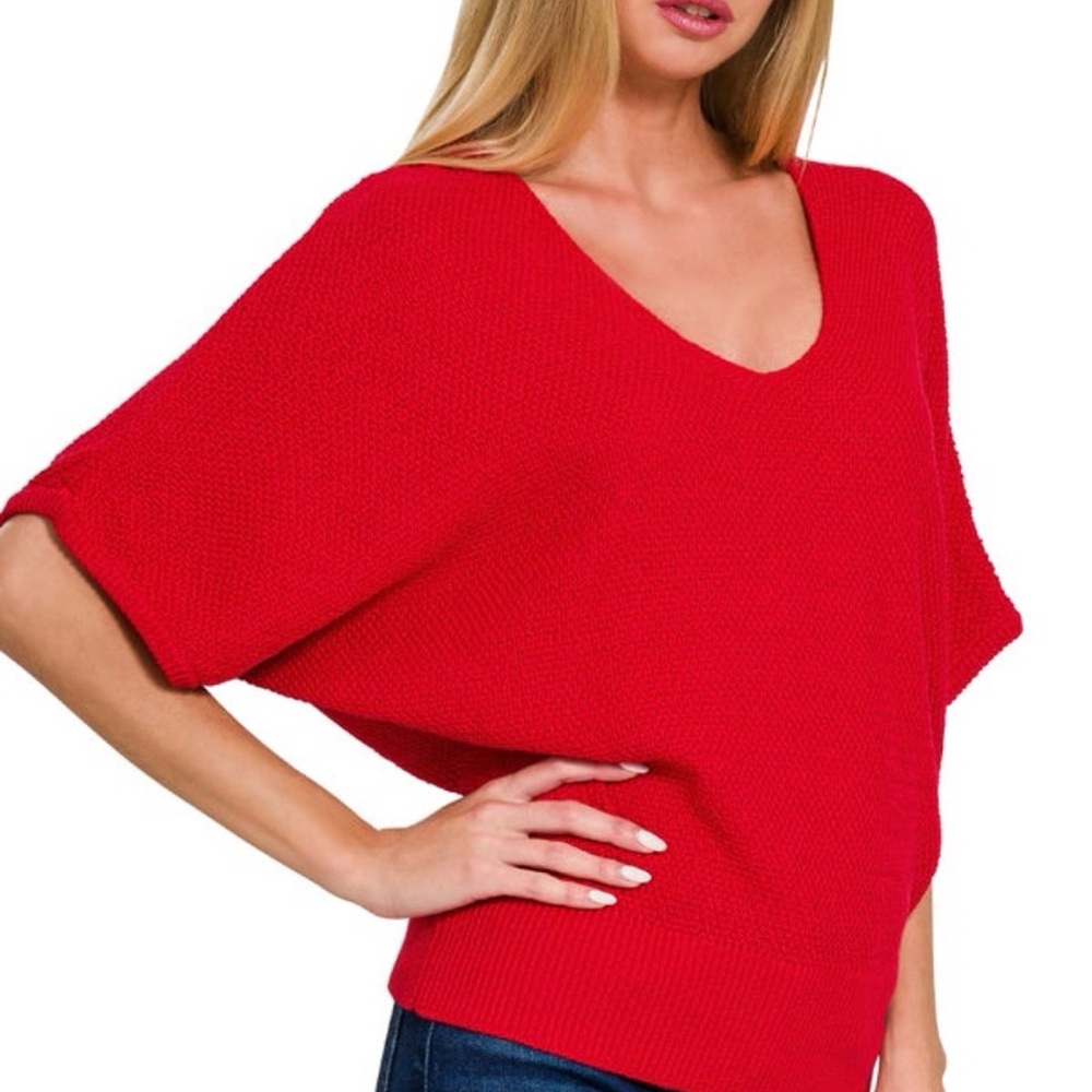 Zenana Outfitters Red Knit Top